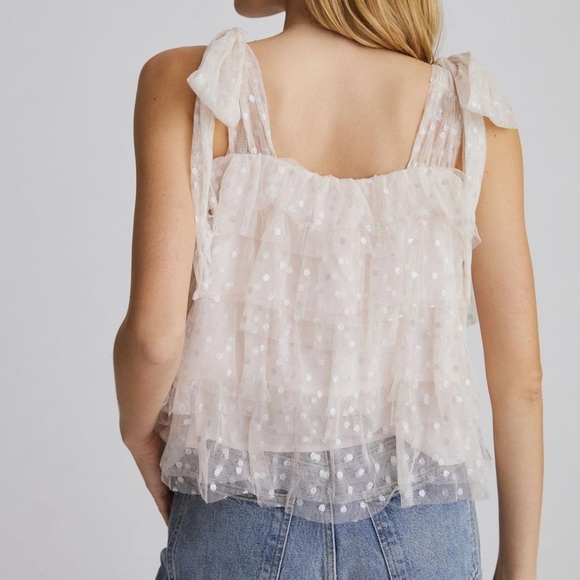 NWT Maeve Anthropologie Tulle Dot Shimmer Tank Blouse - Picture 2 of 11